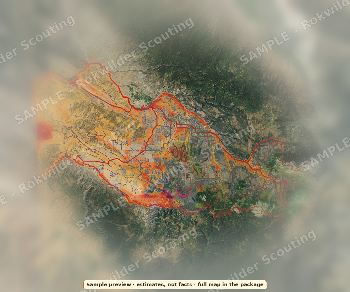 GMU 70 mule deer sample map preview (blurred)